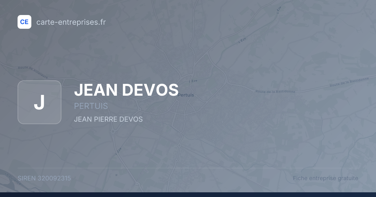 JEAN DEVOS — 320092315 — fiche entreprise