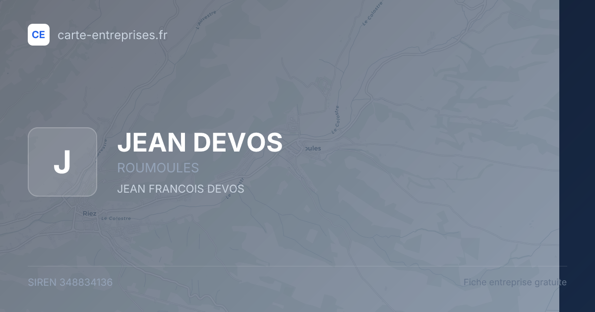 JEAN DEVOS — 348834136 — fiche entreprise