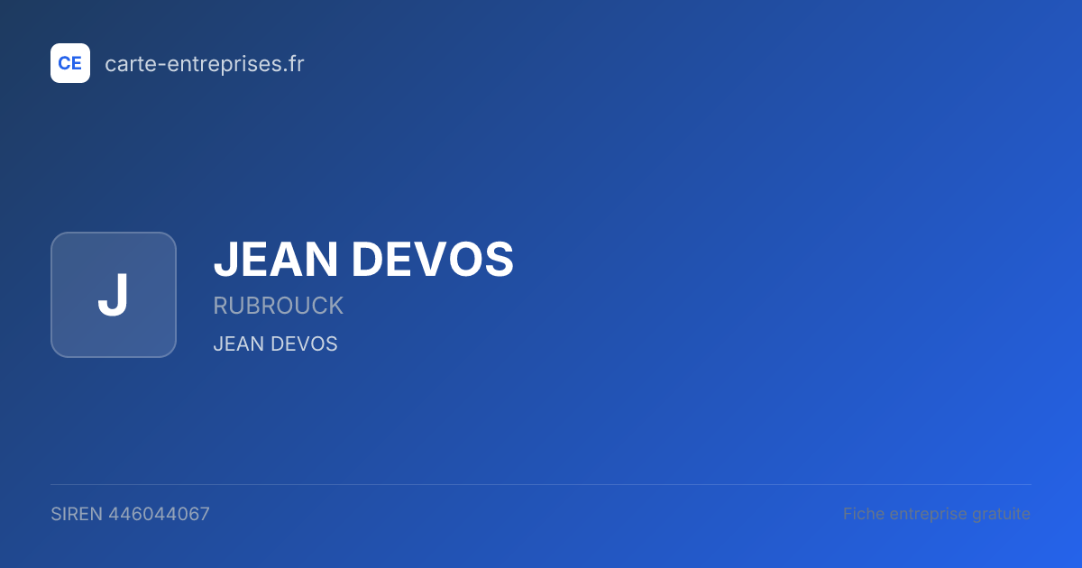 JEAN DEVOS — 446044067 — fiche entreprise