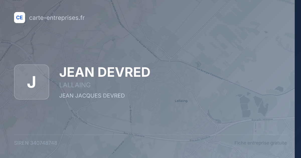 JEAN DEVRED — 340748748 — fiche entreprise