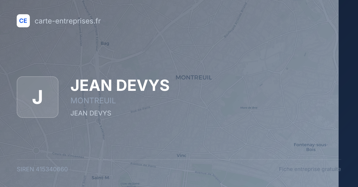 JEAN DEVYS — 415340660 — fiche entreprise