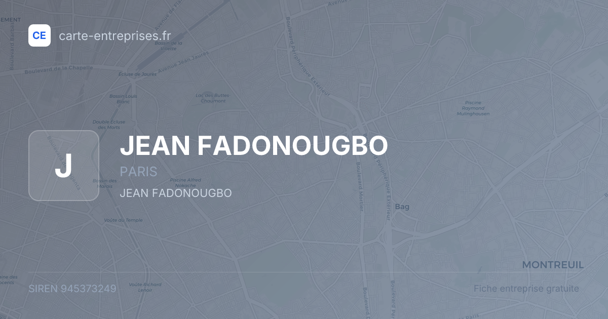 JEAN FADONOUGBO — 945373249 — fiche entreprise
