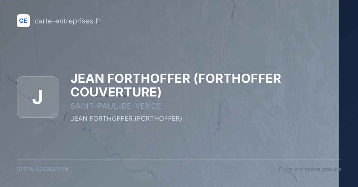 JEAN FORTHOFFER (FORTHOFFER COUVERTURE) — 529907529 — fiche entreprise