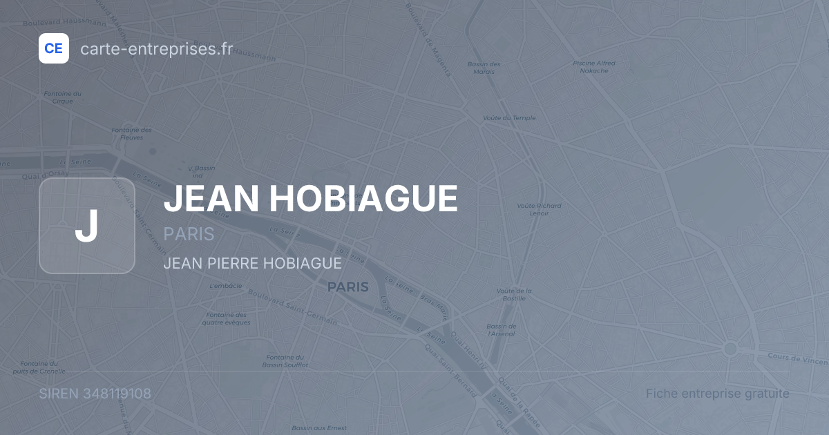 JEAN HOBIAGUE — 348119108 — fiche entreprise