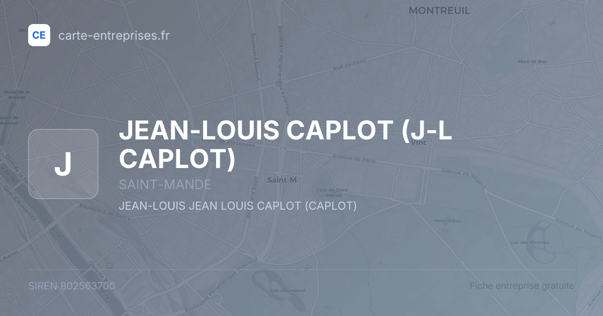 JEAN-LOUIS CAPLOT (J-L CAPLOT) — 802563700 — fiche entreprise