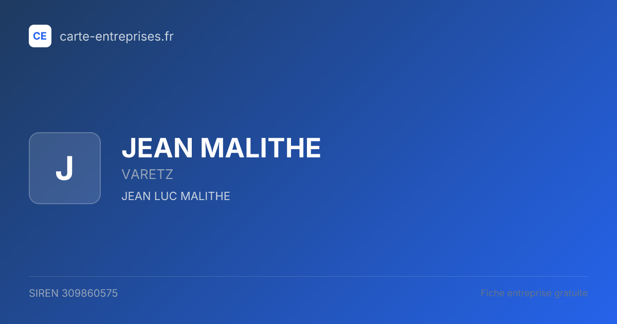 JEAN MALITHE — 309860575 — fiche entreprise