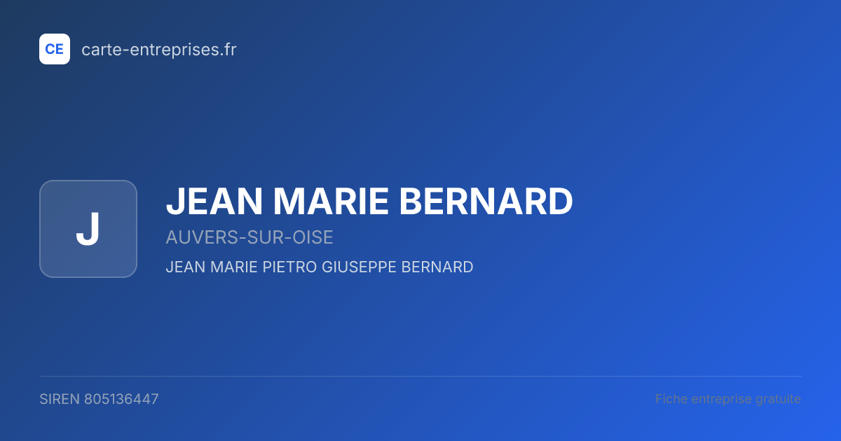 JEAN MARIE BERNARD — 805136447 — fiche entreprise