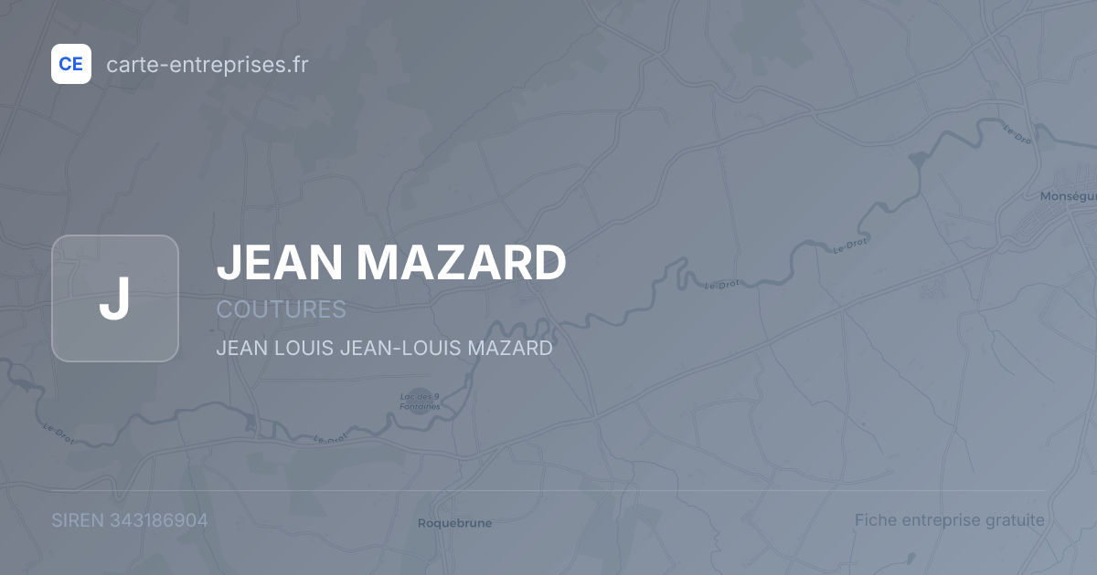JEAN MAZARD — 343186904 — fiche entreprise