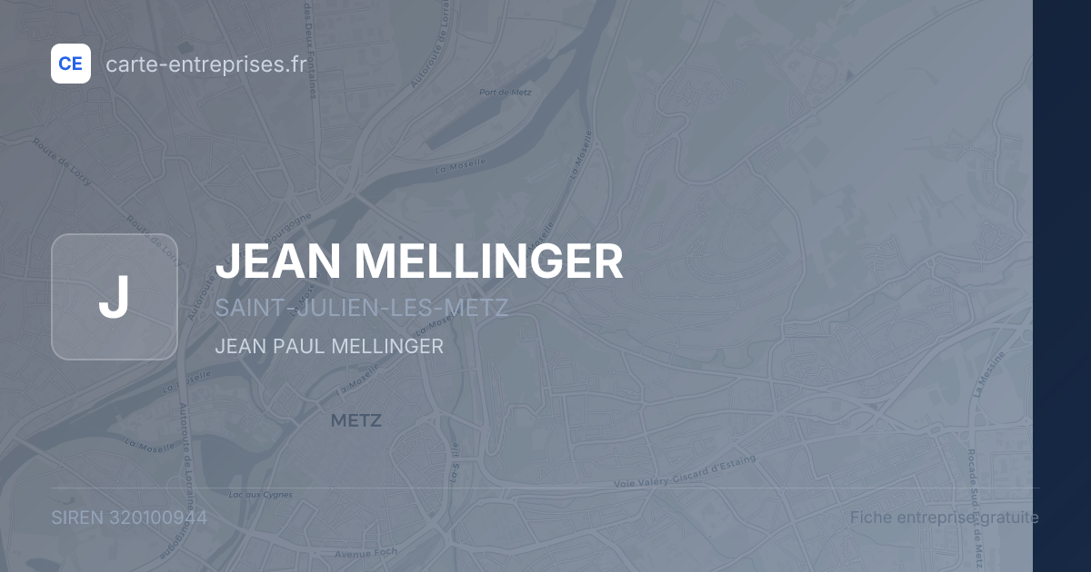 JEAN MELLINGER — 320100944 — fiche entreprise