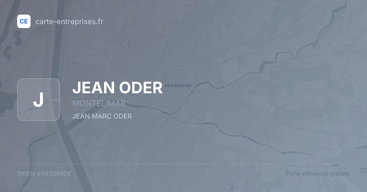 JEAN ODER — 404308926 — fiche entreprise