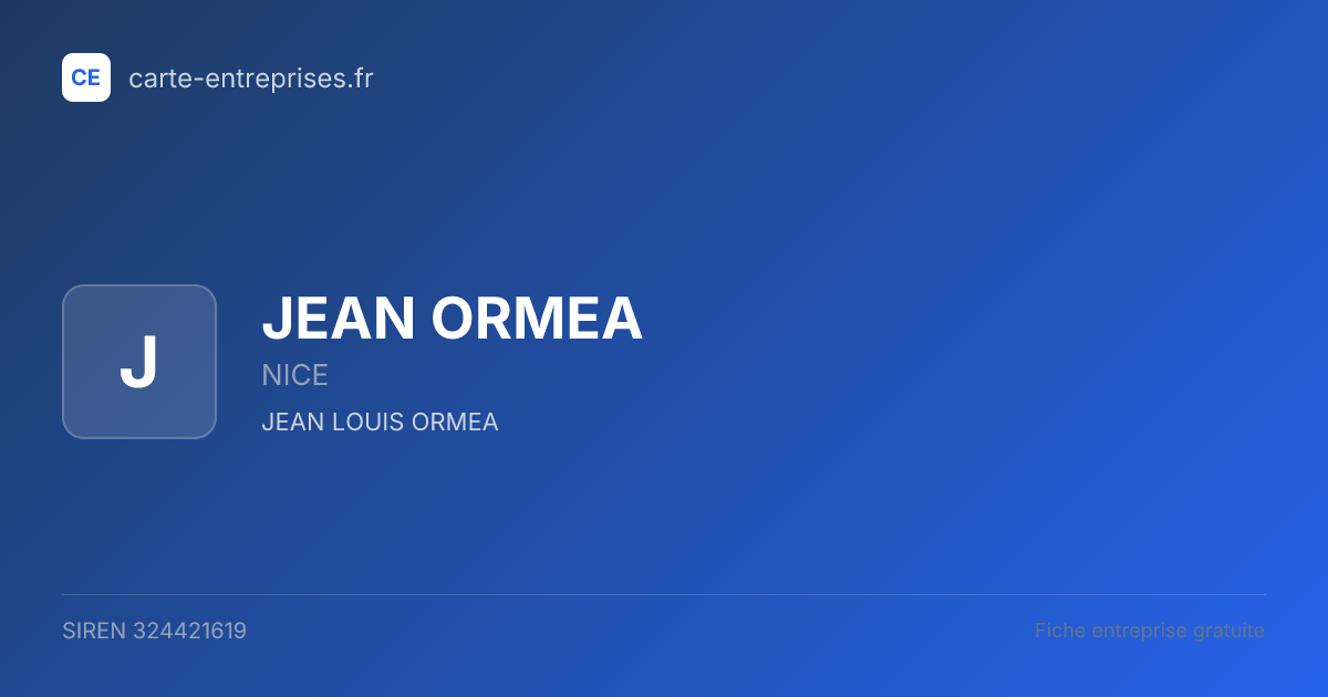 JEAN ORMEA — 324421619 — fiche entreprise