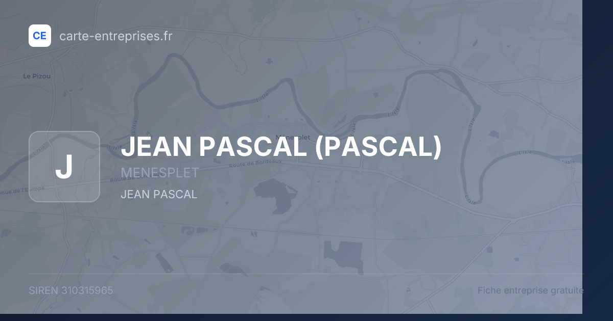 JEAN PASCAL (PASCAL) — 310315965 — fiche entreprise