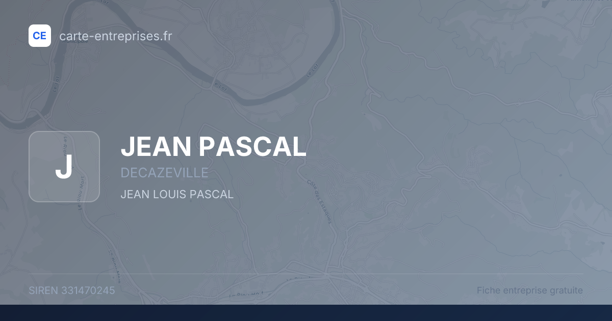 JEAN PASCAL — 331470245 — fiche entreprise