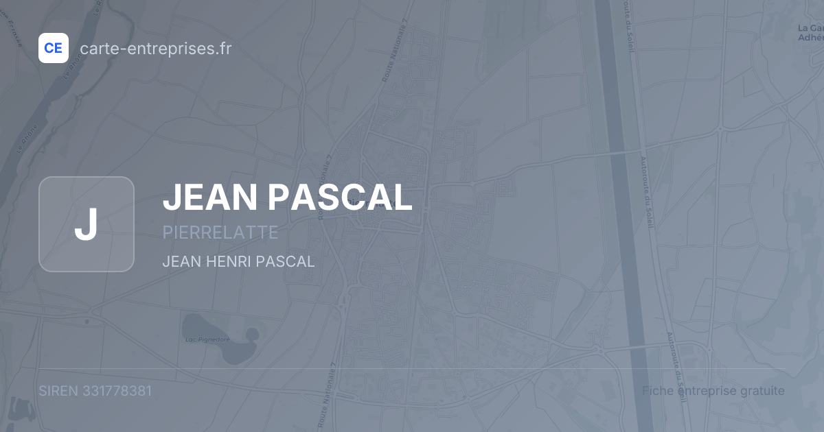 JEAN PASCAL — 331778381 — fiche entreprise