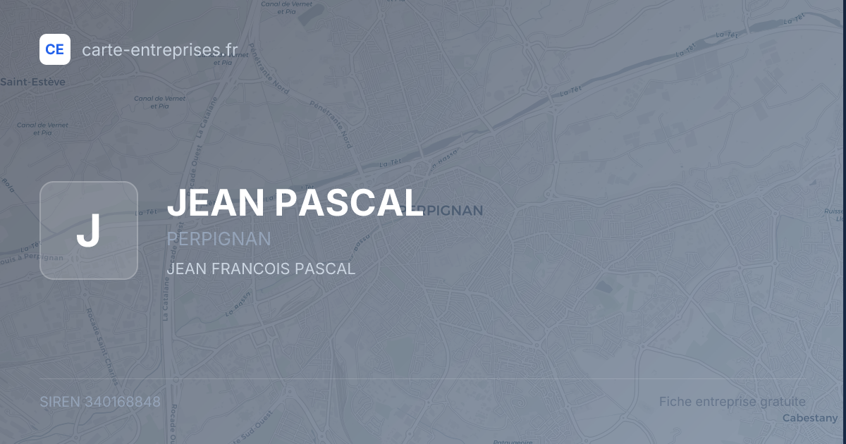JEAN PASCAL — 340168848 — fiche entreprise