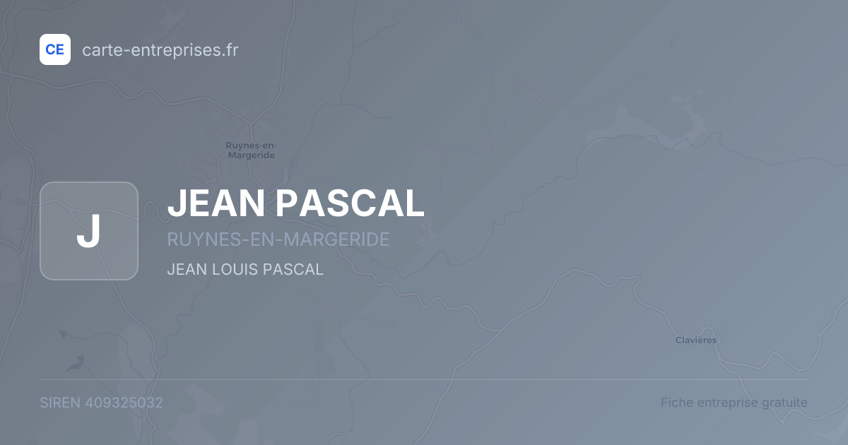 JEAN PASCAL — 409325032 — fiche entreprise