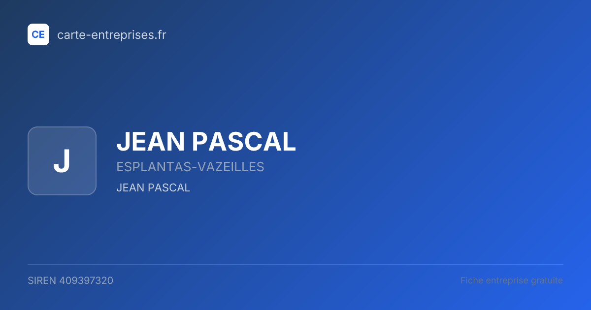 JEAN PASCAL — 409397320 — fiche entreprise