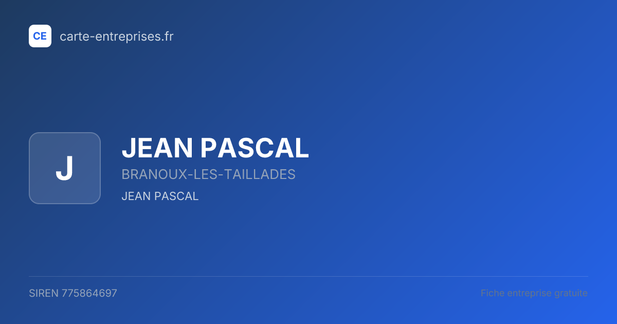 JEAN PASCAL — 775864697 — fiche entreprise