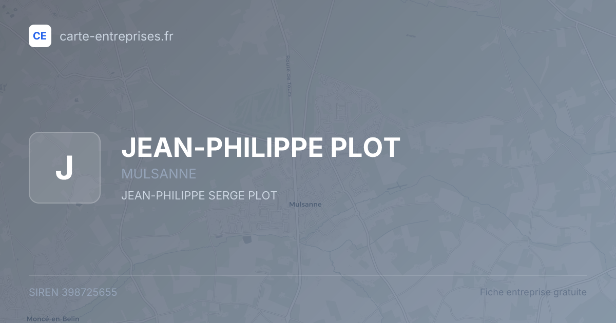 JEAN-PHILIPPE PLOT — 398725655 — fiche entreprise