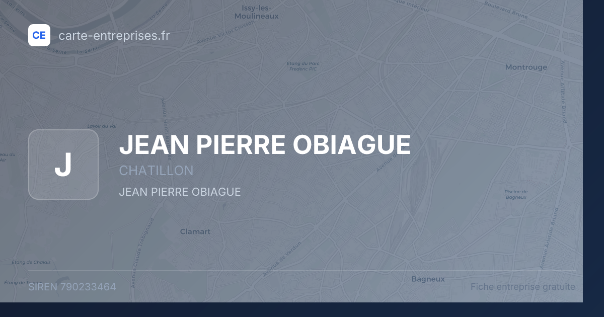 JEAN PIERRE OBIAGUE — 790233464 — fiche entreprise