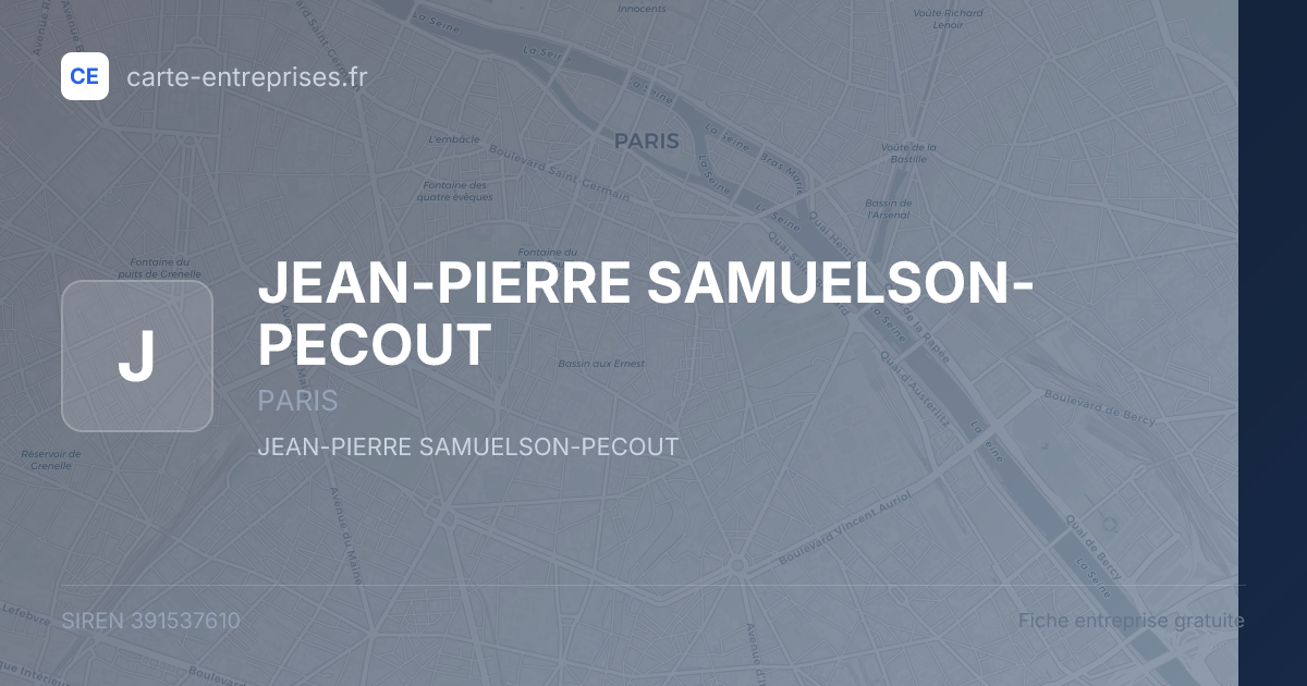 JEAN-PIERRE SAMUELSON-PECOUT — 391537610 — fiche entreprise