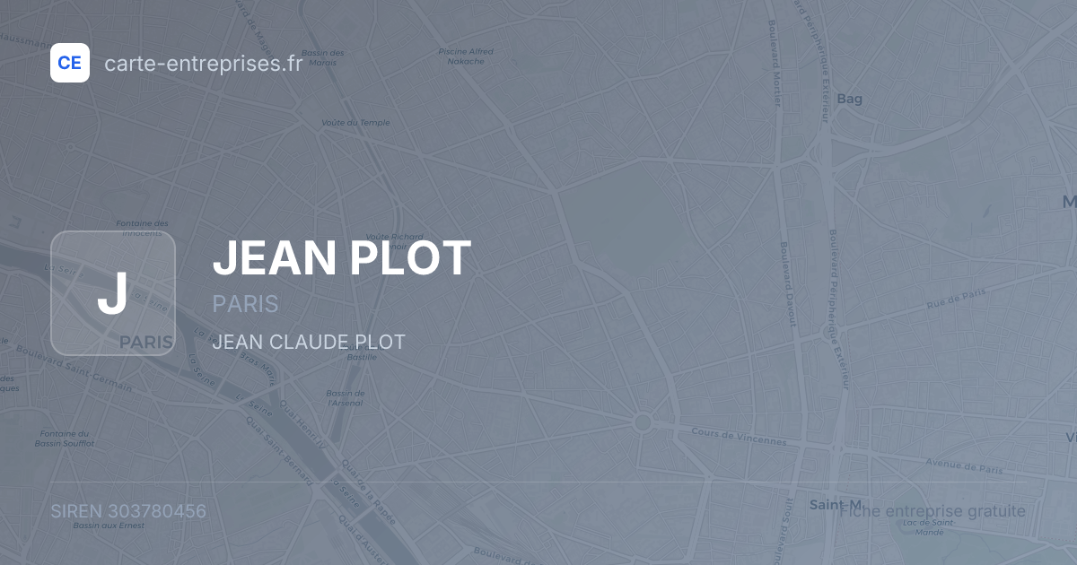 JEAN PLOT — 303780456 — fiche entreprise