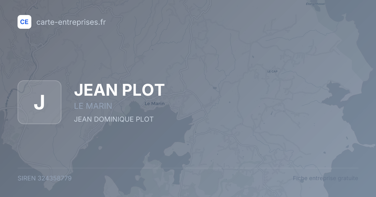 JEAN PLOT — 324358779 — fiche entreprise