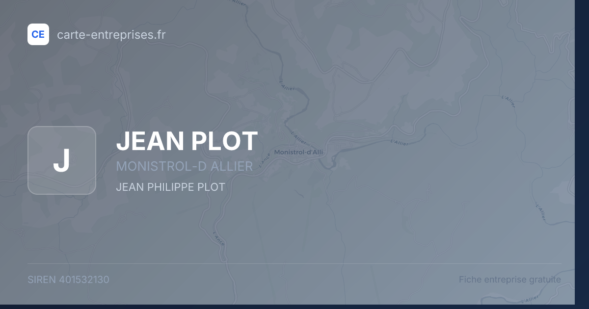 JEAN PLOT — 401532130 — fiche entreprise