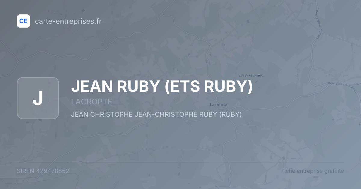 JEAN RUBY (ETS RUBY) — 429478852 — fiche entreprise