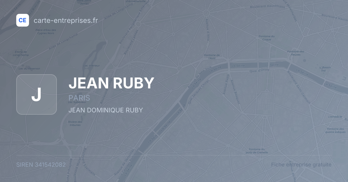 JEAN RUBY — 341542082 — fiche entreprise
