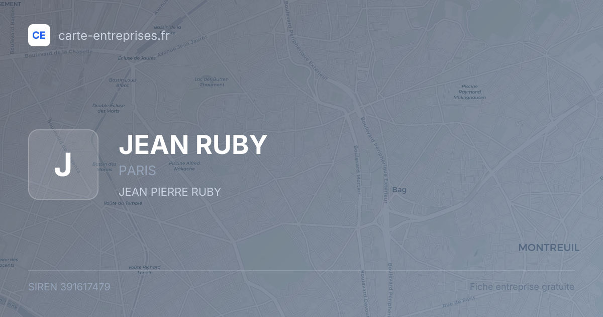 JEAN RUBY — 391617479 — fiche entreprise
