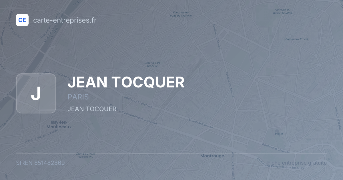 JEAN TOCQUER — 851482869 — fiche entreprise