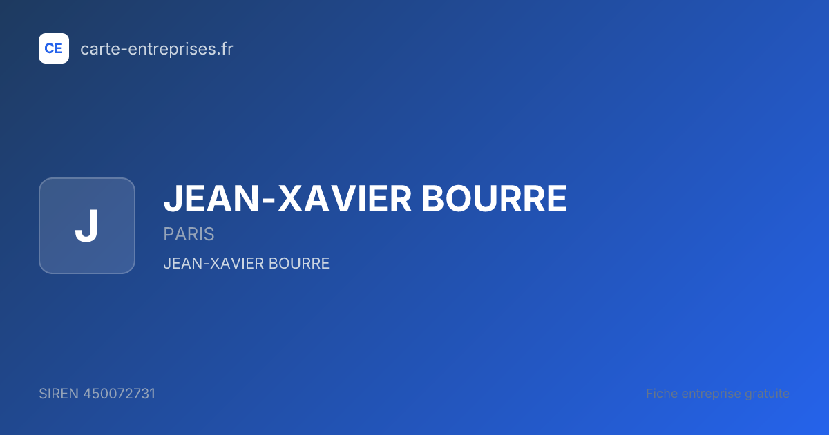 JEAN-XAVIER BOURRE — 450072731 — fiche entreprise