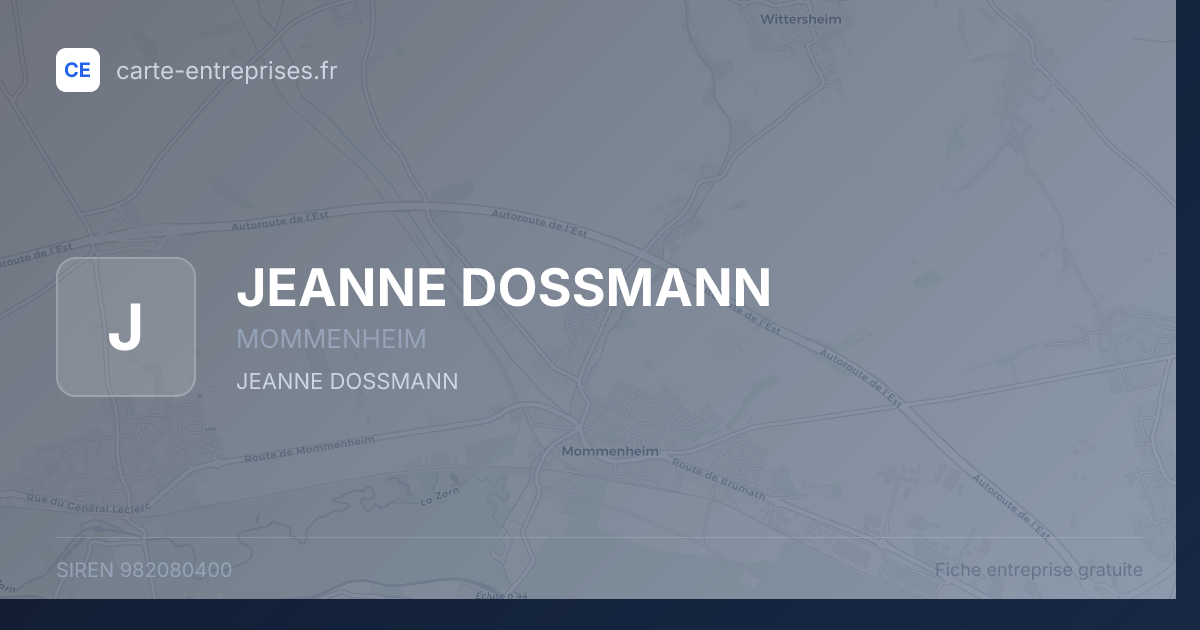 JEANNE DOSSMANN — 982080400 — fiche entreprise