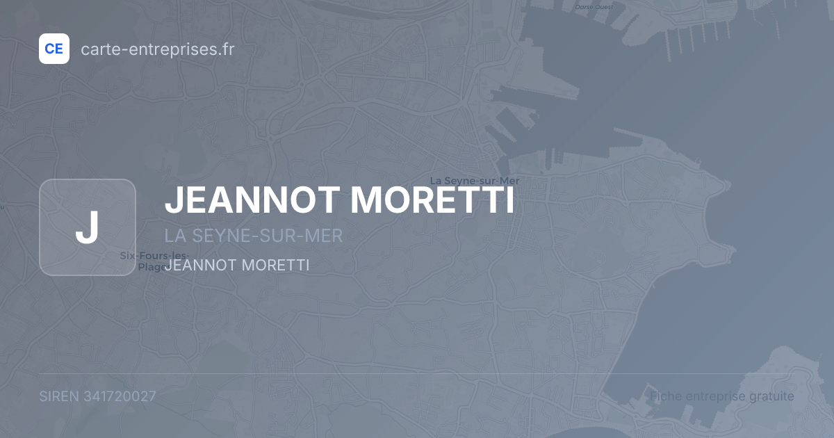 JEANNOT MORETTI — 341720027 — fiche entreprise