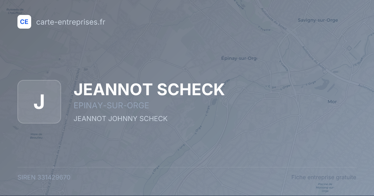 JEANNOT SCHECK — 331429670 — fiche entreprise