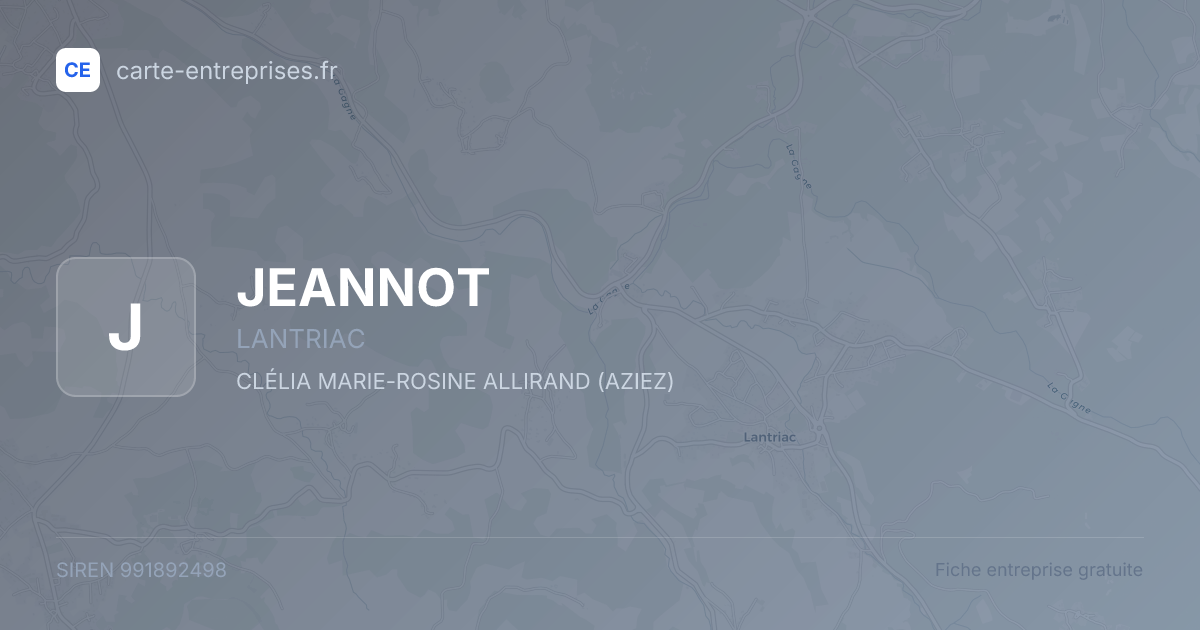JEANNOT — 991892498 — fiche entreprise