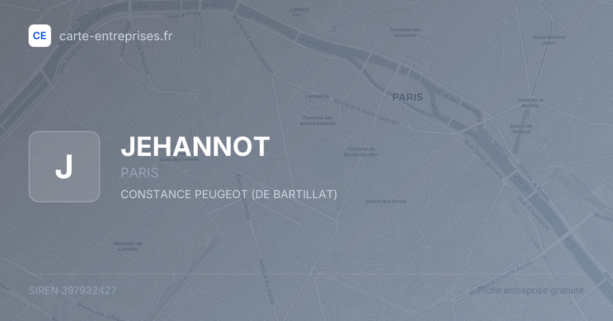 JEHANNOT — 397932427 — fiche entreprise