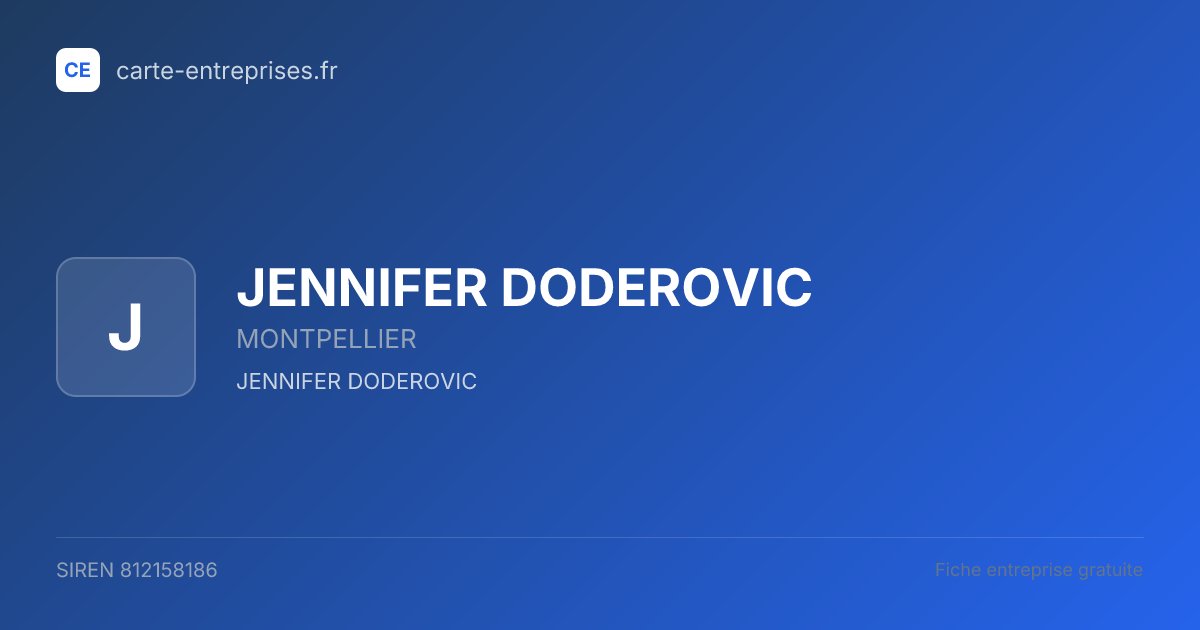 JENNIFER DODEROVIC — 812158186 — fiche entreprise