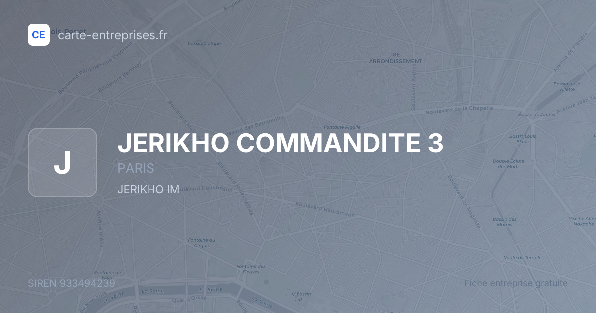 JERIKHO COMMANDITE 3 — 933494239 — fiche entreprise