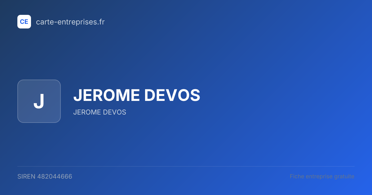 JEROME DEVOS — 482044666 — fiche entreprise