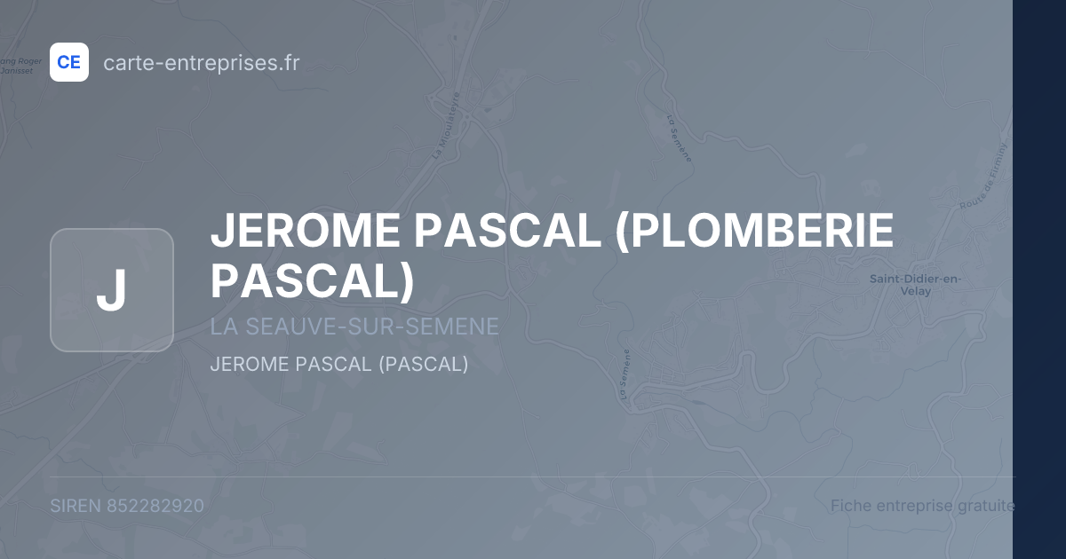 JEROME PASCAL (PLOMBERIE PASCAL) — 852282920 — fiche entreprise