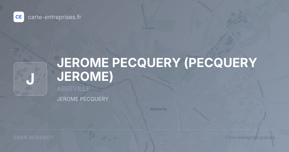 JEROME PECQUERY (PECQUERY JEROME) — 851589077 — fiche entreprise