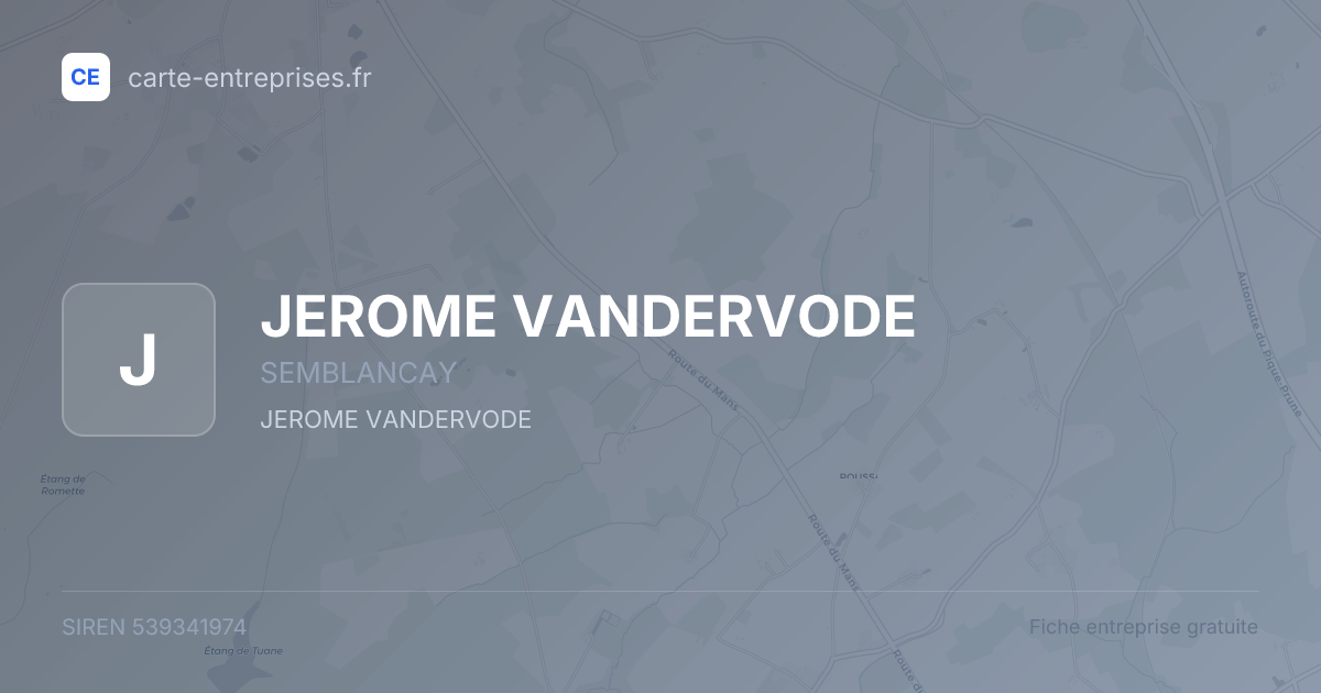JEROME VANDERVODE — 539341974 — fiche entreprise