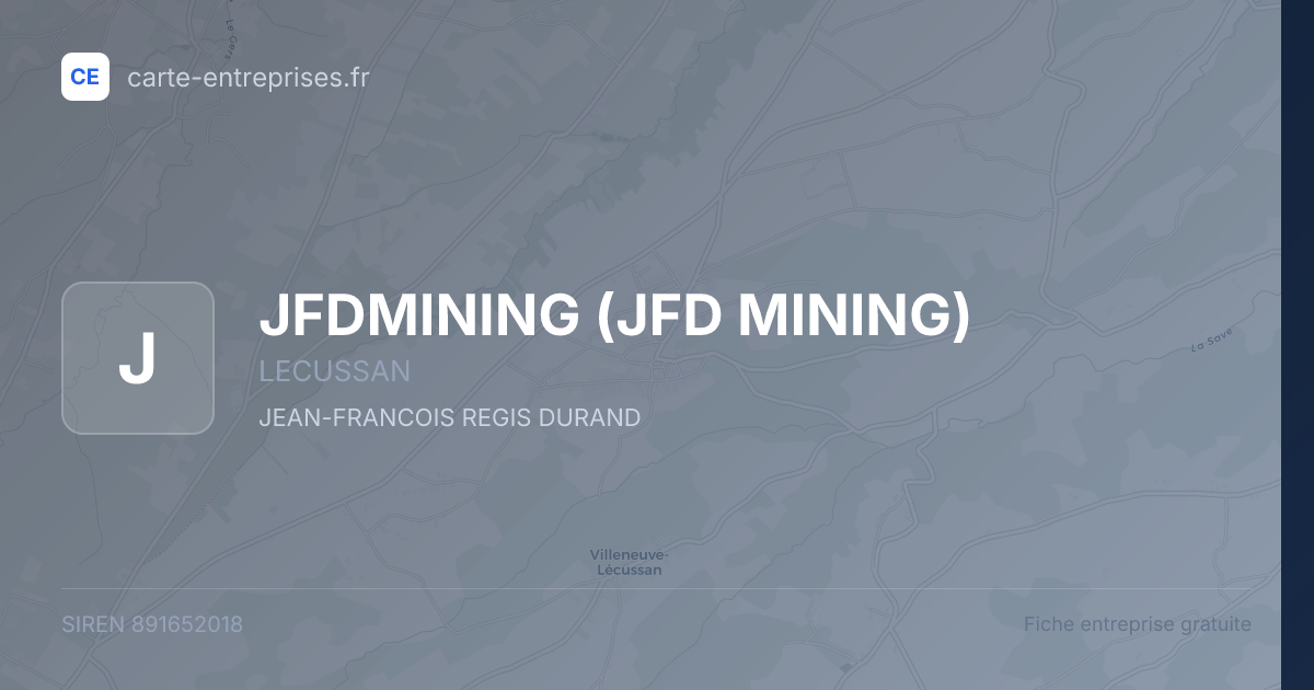 JFDMINING (JFD MINING) — 891652018 — fiche entreprise