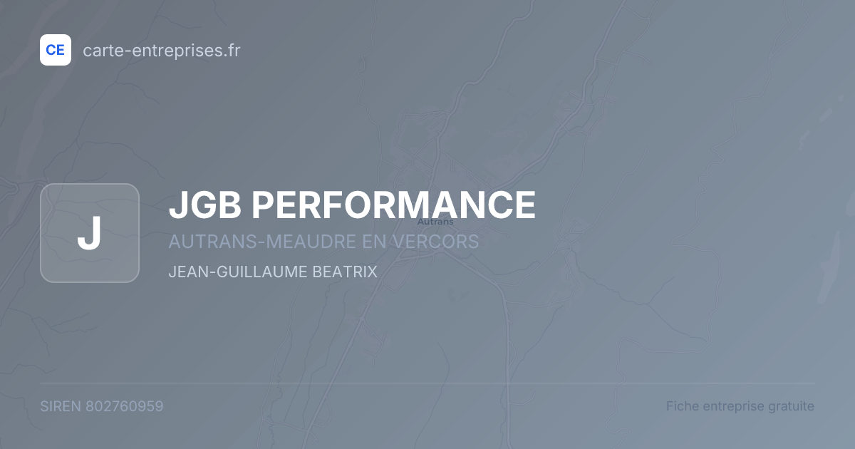 JGB PERFORMANCE — 802760959 — fiche entreprise