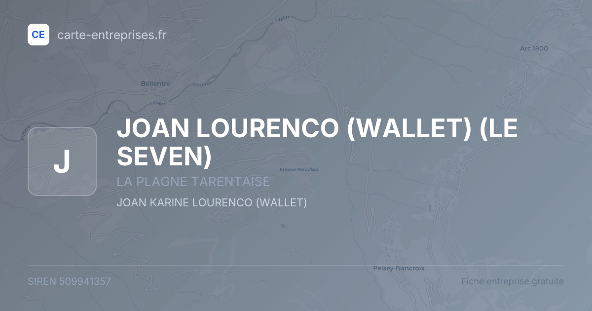 JOAN LOURENCO (WALLET) (LE SEVEN) — 509941357 — fiche entreprise