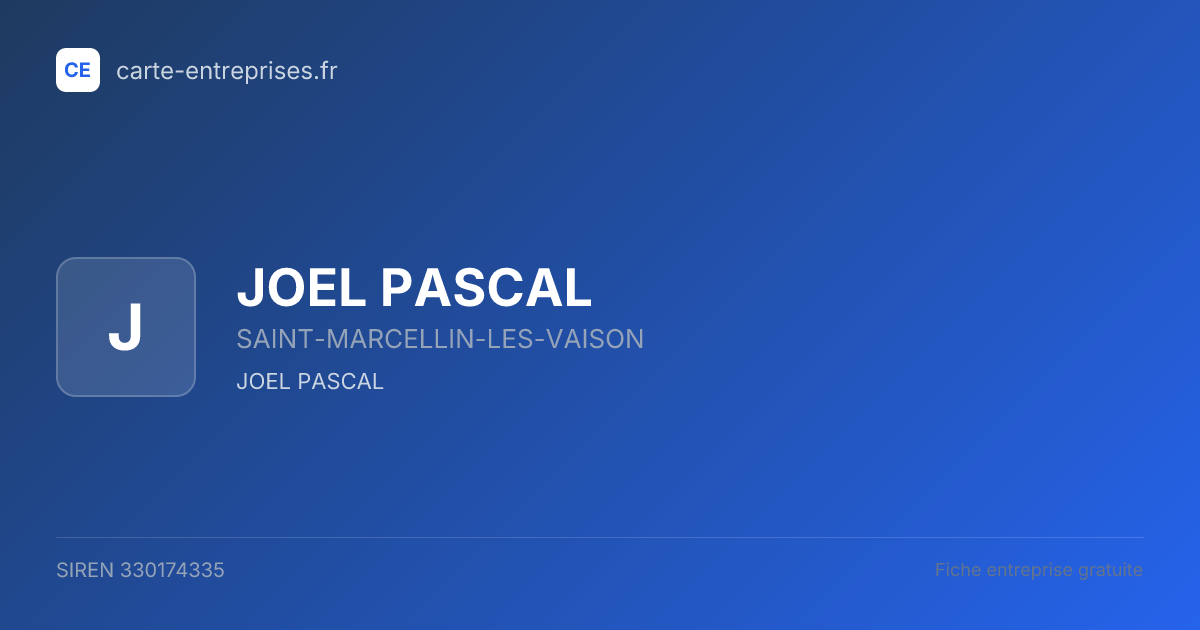 JOEL PASCAL — 330174335 — fiche entreprise
