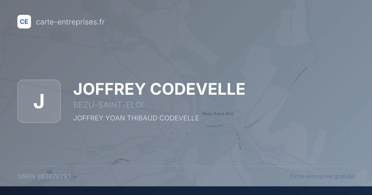 JOFFREY CODEVELLE — 983876293 — fiche entreprise