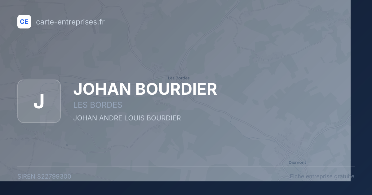 JOHAN BOURDIER — 822799300 — fiche entreprise